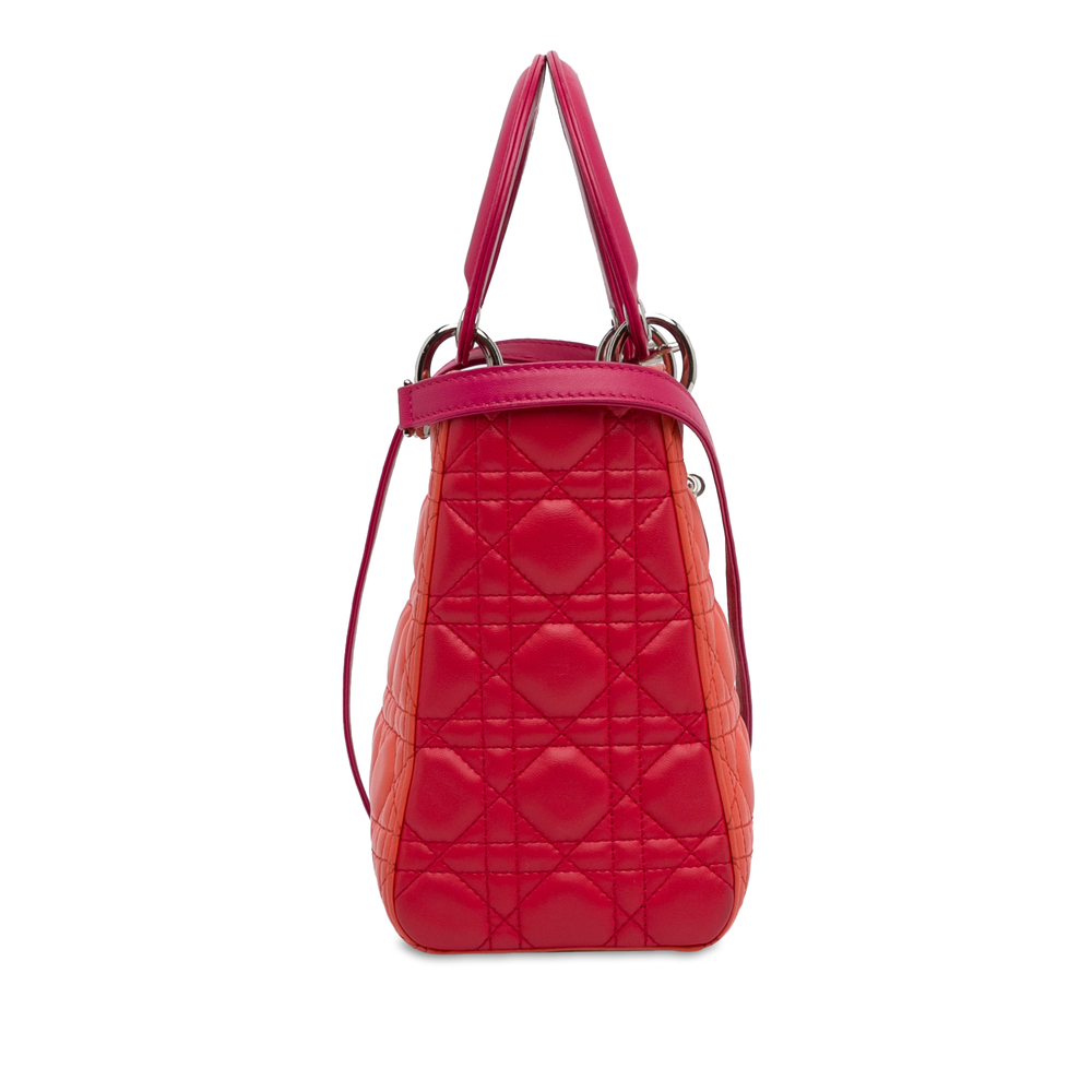 Pre-Loved Dior Medium Bicolor Lambskin Cannage Lady Dior - Picture 3 of 12